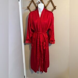 RARE Vtg Victoria's Secret Gold Label Tonal Red MAXI Robe - 47" 1980s collectors